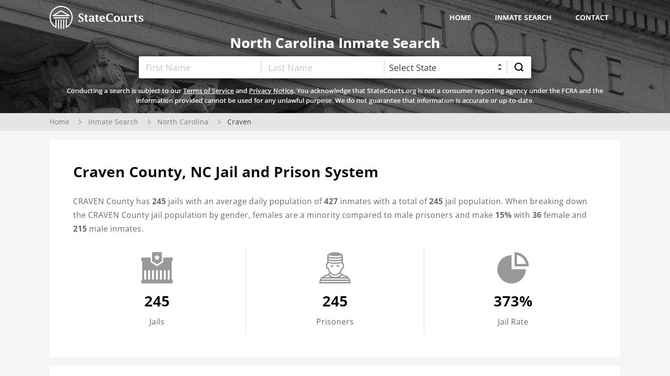Craven County, NC Inmate Search - StateCourts
